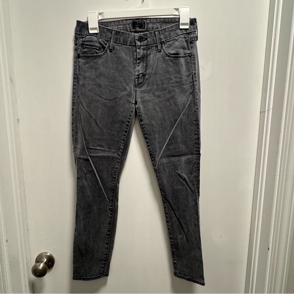Mother Jeans The Looker Crop Skinny Lies & Shadows Black Denim Womens Size 28